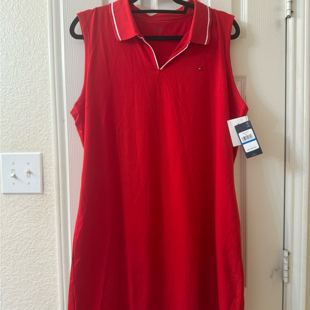 Tommy Hilfiger Vibrant Red Polo Shirt Dress